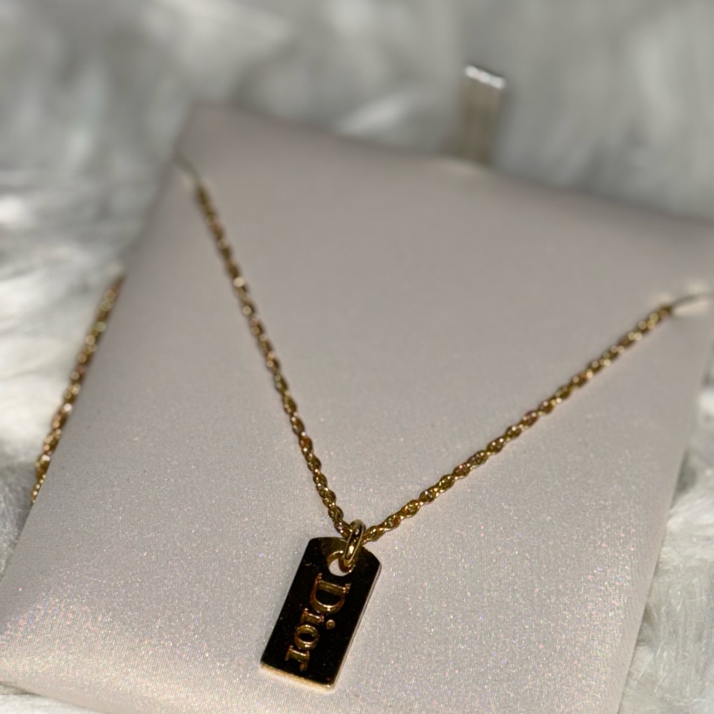 DIOR Gold Plated Necklace with Gold Tag Pendant